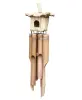 Product image 1 of the product “Wind chime with square Strawhouse, 18x18x60 cm Bamboo & Straw ”