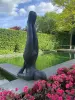 Product image 1 of the product “Sitting woman yoga position Shoulderstand - Salamba Sarvangasana, in the sizes from 30 to 130cm, cast stone, antique finish ”