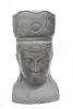 Product image 1 of the product “Javanese Ken Dedes head with a pot on it, can be used as planter. 54 x 54 x 101cm. Stone cast, handcrafted & coloured ”