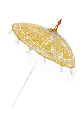 Product image of the product “Temple umbrella „Bali“, golden white with golden print ø 185 | ”