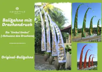 Product image of the product “Bali flag, with gold print, various color, in the sizes from 3m to 6cm ”