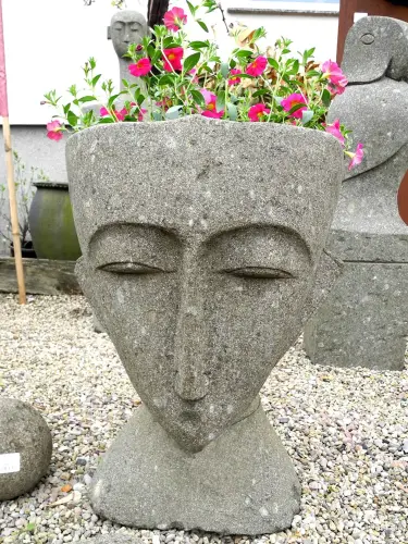 Product image of the product “Abstract head hollowed out for plant, 80 cm height natural stone (Basanit), ”