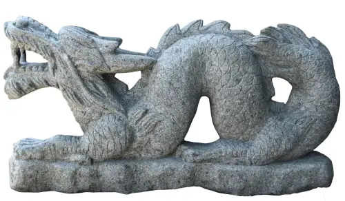 Product image of the product “Luck dragon on base, 110 cm L | Natural stone (Basanit), stonemasonry ”