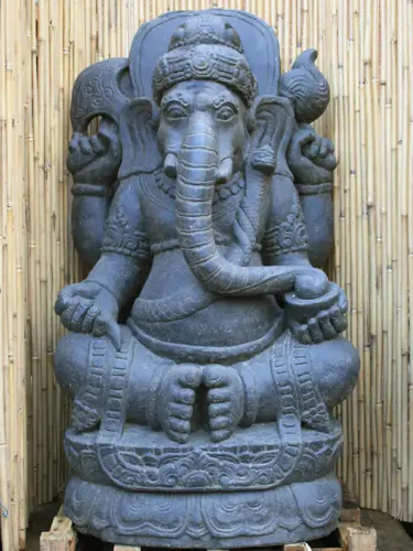 Product image of the product “Ganesha with relief on the back, about 75 cm, natural stone, handmade, antique finish ”