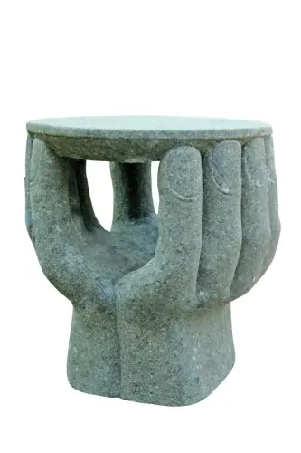 Product image of the product “Abstract hands as a table, natural stone (basanite), stone carving. The height is about 70 cm. ”
