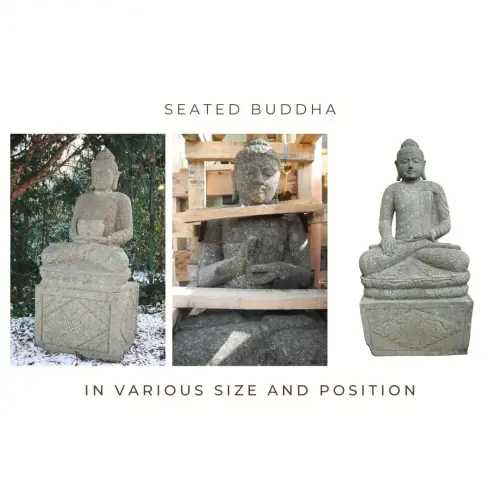 Product image of the product “Seated Buddha on pedestal, Indian Style, sizes from 85cm to 130cm, in various position, natural finish ”