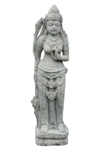 Product image of the product “Standing Lady (Sri Dewi), in the sizes from 75cm to 175cm, natural stone (Basanite), stonemasonry ”