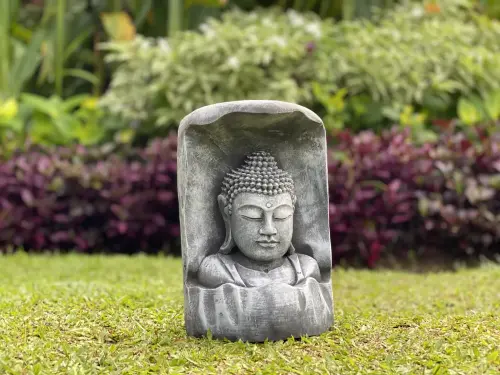 Product image of the product “Anwar - Buddha Bust, relief cut out of tree, 28cm H | cast stone ”