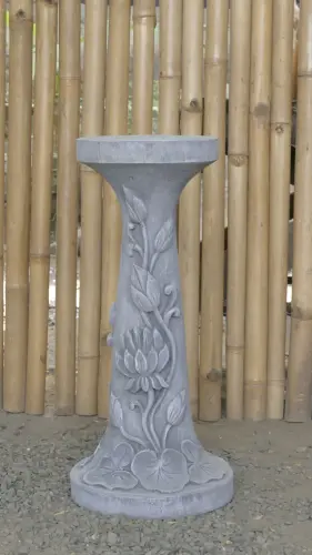Product image of the product “Rinjani - pedestal, tapered, with lotus motif, Ø 24cm, 52cm H | cast stone ”