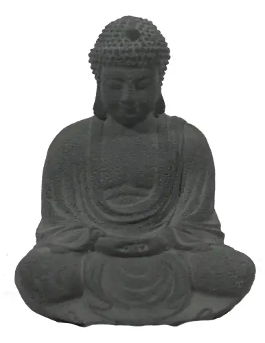 Product image of the product “Sitting buddha, Japanese, Form stone, carved, handcrafted& coloured grey ”