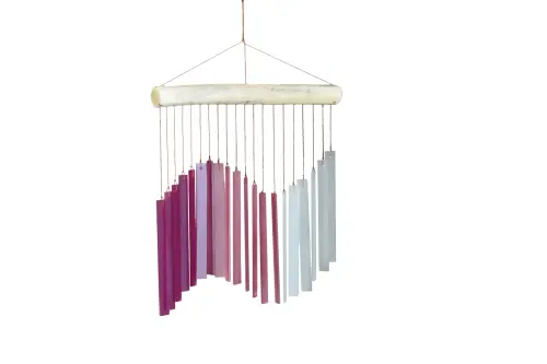 Product image of the product “Glass wind chime Sinus Wave, color in purple pink, white, Glass with rectangle shape. ”