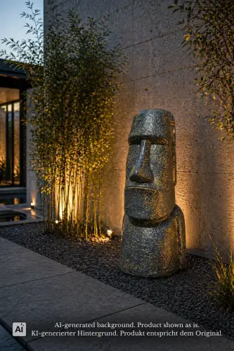 Product image of the product “Moai Head Sculpture, 82cm Height | GRC (Glassfibre Reinforced Concrete), Copper Finish ”