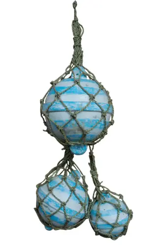 Product image of the product “Decoration buoys - Set of 3, blue-white, different sizes: 12x12x13cm, 14x14x17 cm and 18x18x20cm ”