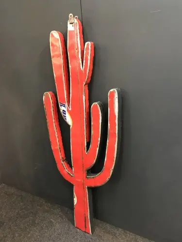 Product image of the product “Cacti itself - wall hanger, 60 width x 150cm height, object from upcyceled oil barrel. ”