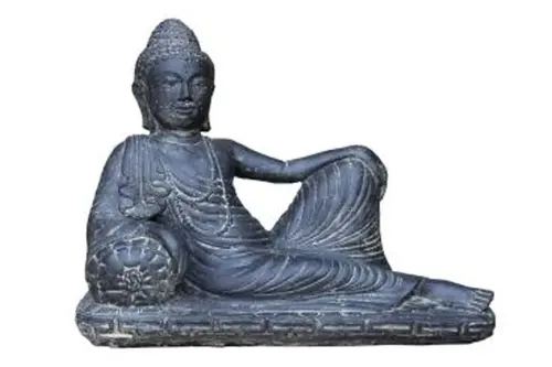 Product image of the product “Half Reclining Buddha - India, handcrafted & coloured, in the sizes from 40cm to 80cm, Antique finish ”