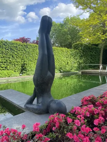 Product image of the product “Sitting woman yoga position Shoulderstand - Salamba Sarvangasana, in the sizes from 30 to 130cm, cast stone, antique finish ”