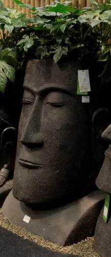 Product image of the product “Abstract head as planter. 100 cm height, cast stone, hollow, handcrafted & coloured ”