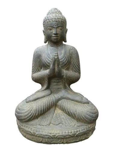 Product image of the product “Buddha sitting, cast stone, 45cm high, hollow, handcrafted & coloured ”