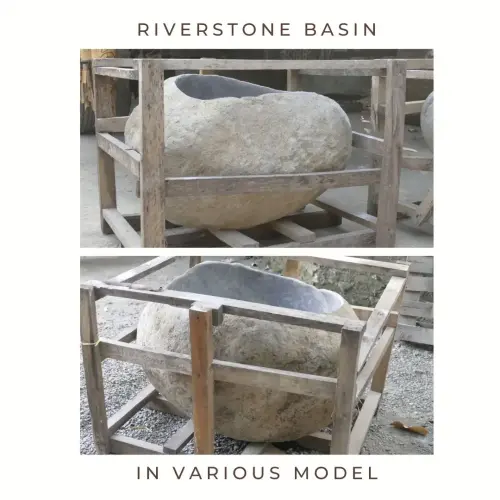 Product image of the product “Basin from Riverstone, Natural surface, polished inside. Dia approx 70-75. Height 46-50 ”