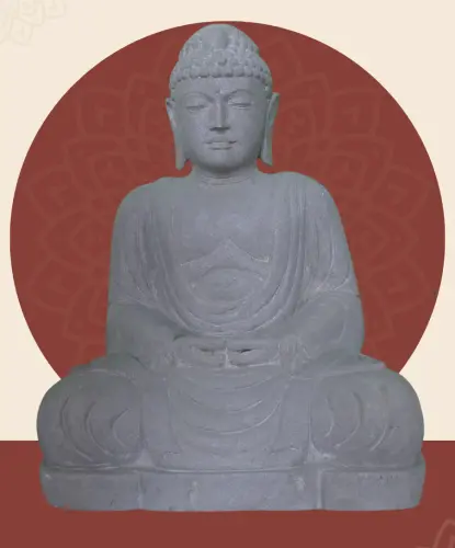 Product image of the product “Seated Japanese Buddha made of Riverstone in Dhyana position - gesture of meditation, H. 80cm ”