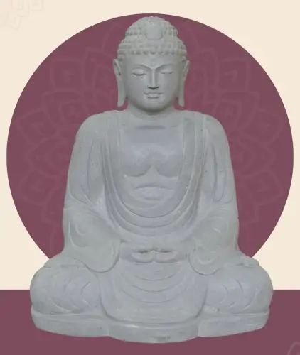 Product image of the product “Seated Japanese Buddha made of Riverstone in Dhyana position - gesture of meditation, H. 100cm ”