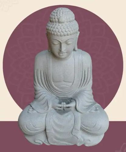 Product image of the product “Seated Japanese Buddha made of Riverstone in Dhyana position - gesture of meditation, H. 121cm ”