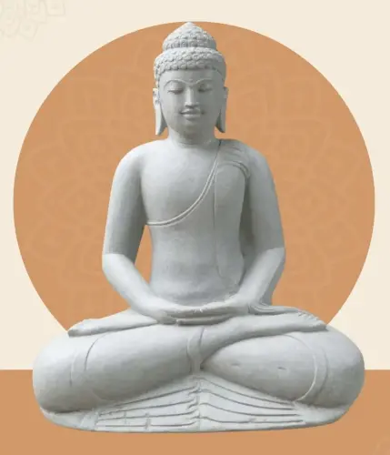 Product image of the product “Seated Buddha, Borobudur style made of Riverstone in Dhyana position - gesture of meditation, H.102 cm, natural. ”