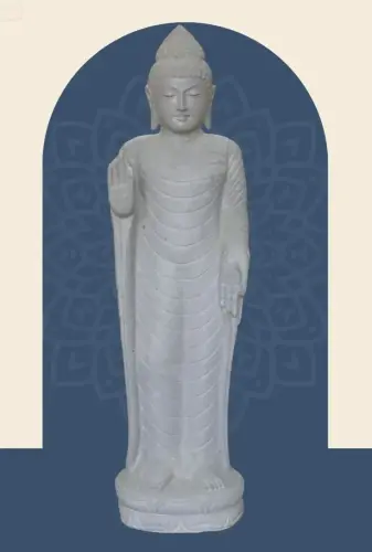 Product image of the product “Standing Buddha - Abhaya mudra made of Riverstone, ca. 180 cm High ”
