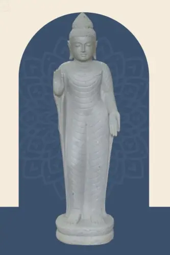 Product image of the product “Standing Buddha - Abhaya mudra made of Riverstone, ca. 175 cm High ”