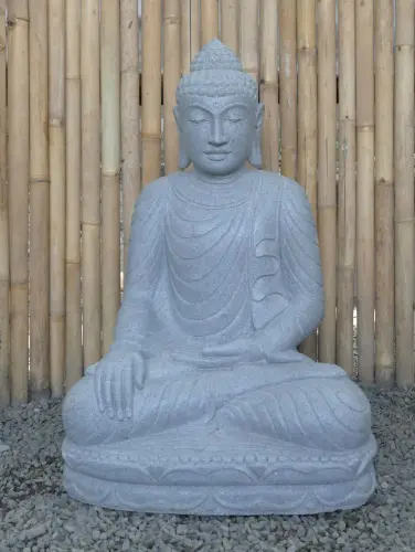 Product image of the product “Seated Buddha made of Riverstone in Bhumisparsha - gesture of touching the earth. 80cm height. ”