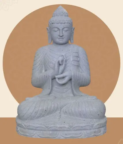 Product image of the product “Seated Buddha, position Dharmachakra, 71 x 56 x 100 cm, riverstone grey ”