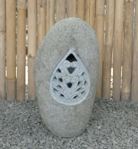 Product image of the product “Riverstone Lantern with carved motiv on one side, Light can shine through! ”