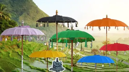 Product image of the product “Bali Umbrella, 130cm Dia. in various color with Gold applications ”