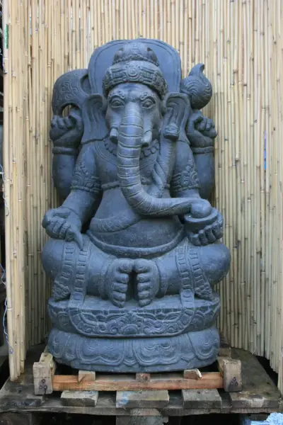 Product image 1 of the product “Ganesha with relief on the back, about 100 cm, natural stone, handmade, antique finish ”