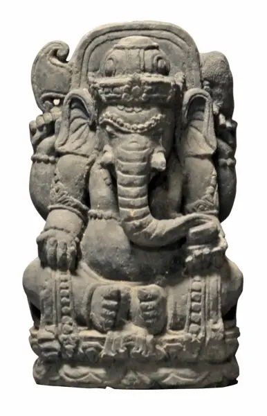 Product image 1 of the product “Ganesha with relief on the back, about 50 cm, natural stone, handmade, antique finish ”