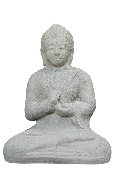 Product image 1 of the product “Seated Buddha, India, 13cm high, cast lava stone, antique finish ”