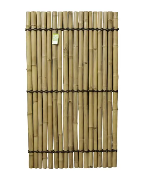 Product image 1 of the product “Bamboo Element Surabaya, rigid, lacquered, yellow, with decoratice coconut rope. 120 cm Height ”