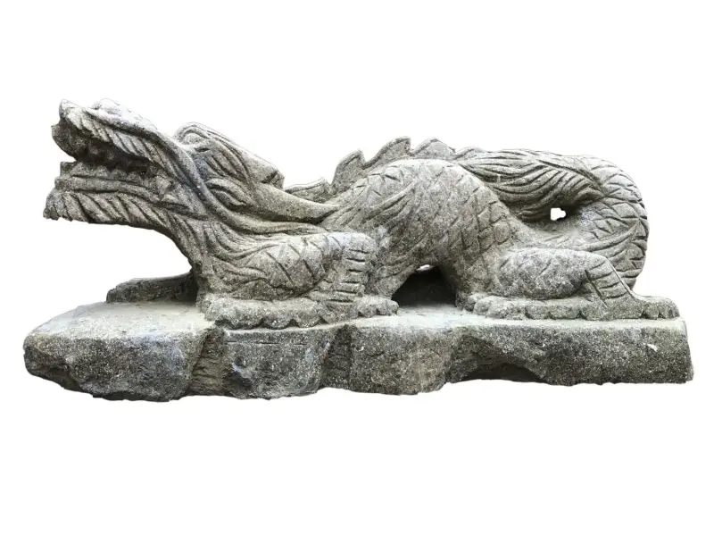 Product image 1 of the product “Luck dragon on base, 70 cm L | Natural stone (Basanite), stonemasonry ”
