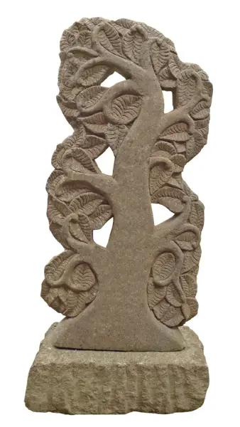Product image 1 of the product “Tree relief motif on both sides (2 pieces), 120 cm H  | Natural stone (Basanit), stonemasonry ”