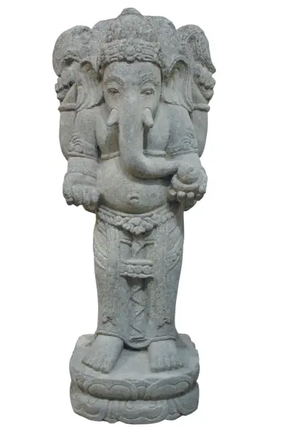 Product image 1 of the product “Standing Ganesh, in the sizes from 70cm to 150cm , natural stone (Basanite)-stonemasonry, Natural finish ”