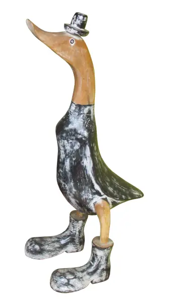 Product image 1 of the product “Bamboo Duck, with hat & shoes in black - box of 9xS, 5xM, 3xL. Natural ”