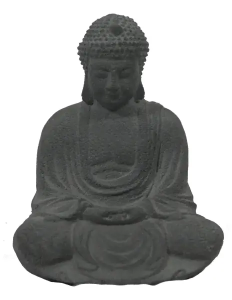 Product image 1 of the product “Sitting buddha, Japanese, Form stone, carved, handcrafted& coloured grey ”
