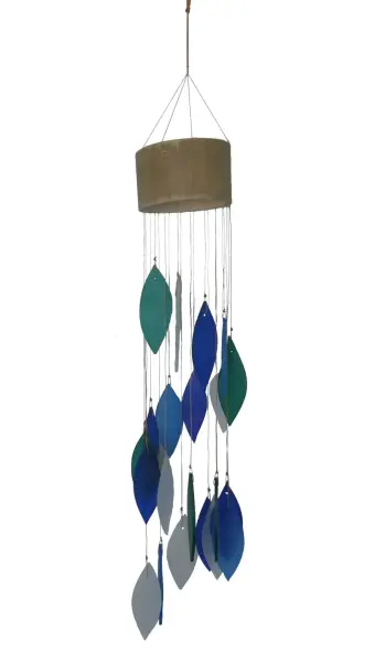 Product image 1 of the product “windchime spiral, hanger bamboo tube, glass shape leaves, diameter bamboo,Blue ”