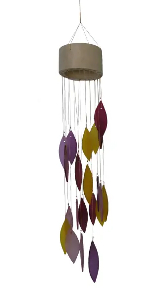 Product image 1 of the product “windchime spiral, hanger bamboo tube, glass shape leaves, diameter bamboo, Red ”