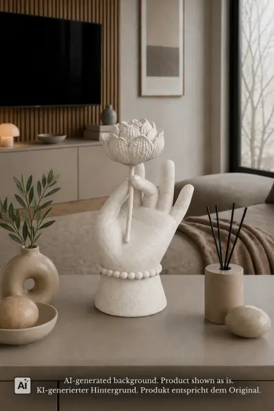 Product image 1 of the product “Hand lotus about 31 cm Height, made of Fibre cement ”