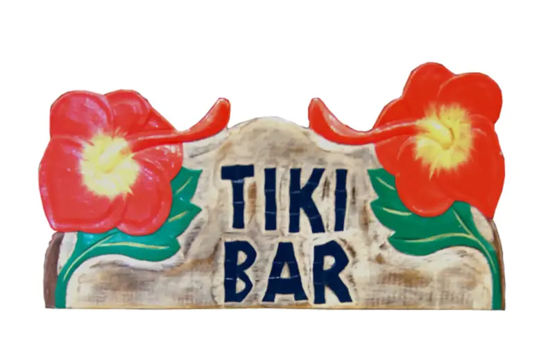 Product image 1 of the product “Wooden sign with flowers ''Tiki Bar'' 37x17x2cm ”