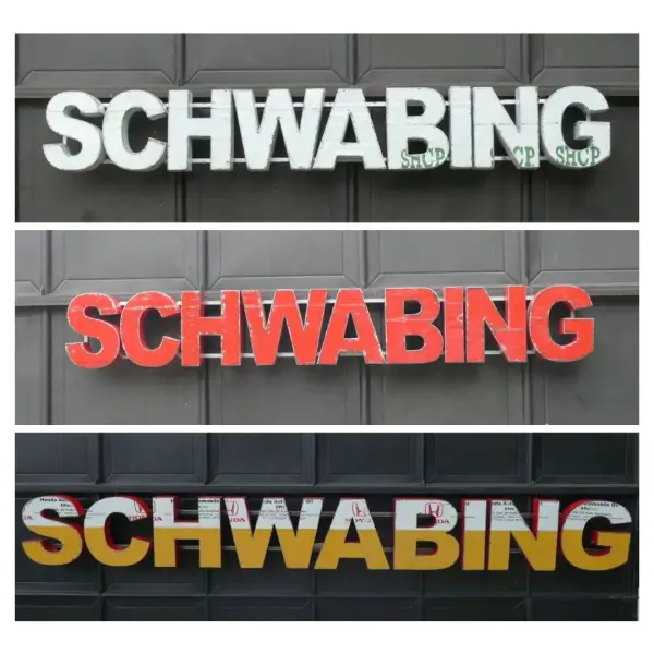 Product image 1 of the product “Capital Letters - SCHWABING on metal frame. In the sizes from 200 to 350cm. Available in Original, Red, and White color. ”