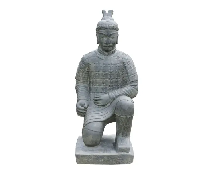 Product image 1 of the product “Chinese warrior - kneeling, sizes 50cm and 100cm, cast stone, Antique finish ”