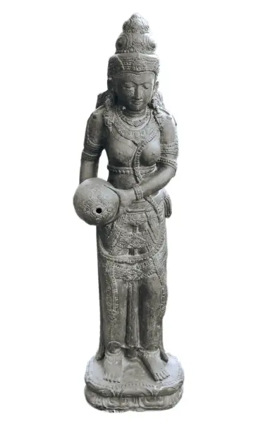 Product image 1 of the product “Standing Dewi Sri as a water feature, in the sizes from 123cm to 175cm, Antique finish ”