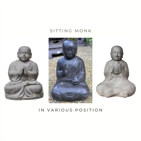 Product image 1 of the product “Monk sitting, stone cast, 60cm height, in various position ”